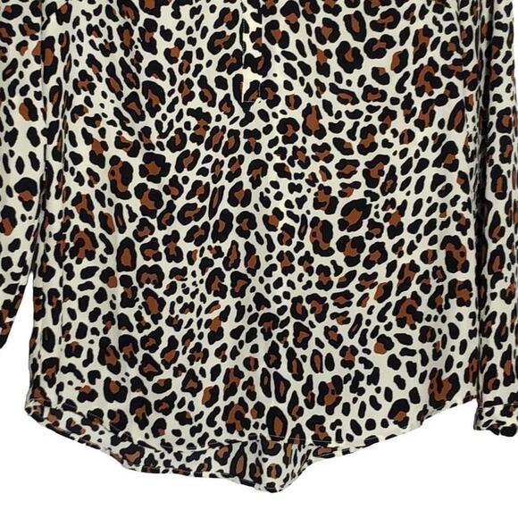 Talbots Slouchy Leopard Print Blouse Small Petite Brown Black Cream Multicolor - Picture 5 of 12